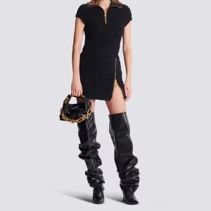 balmain tweed zip-up vest and skirt set